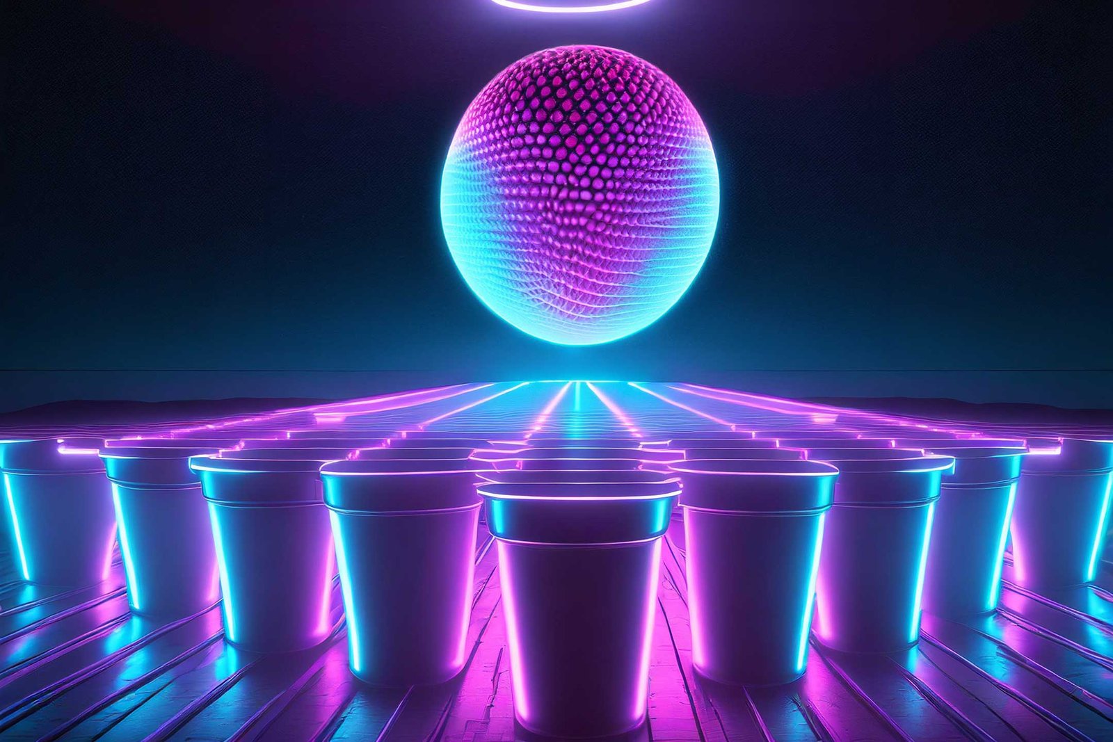 Ball and lots of cups