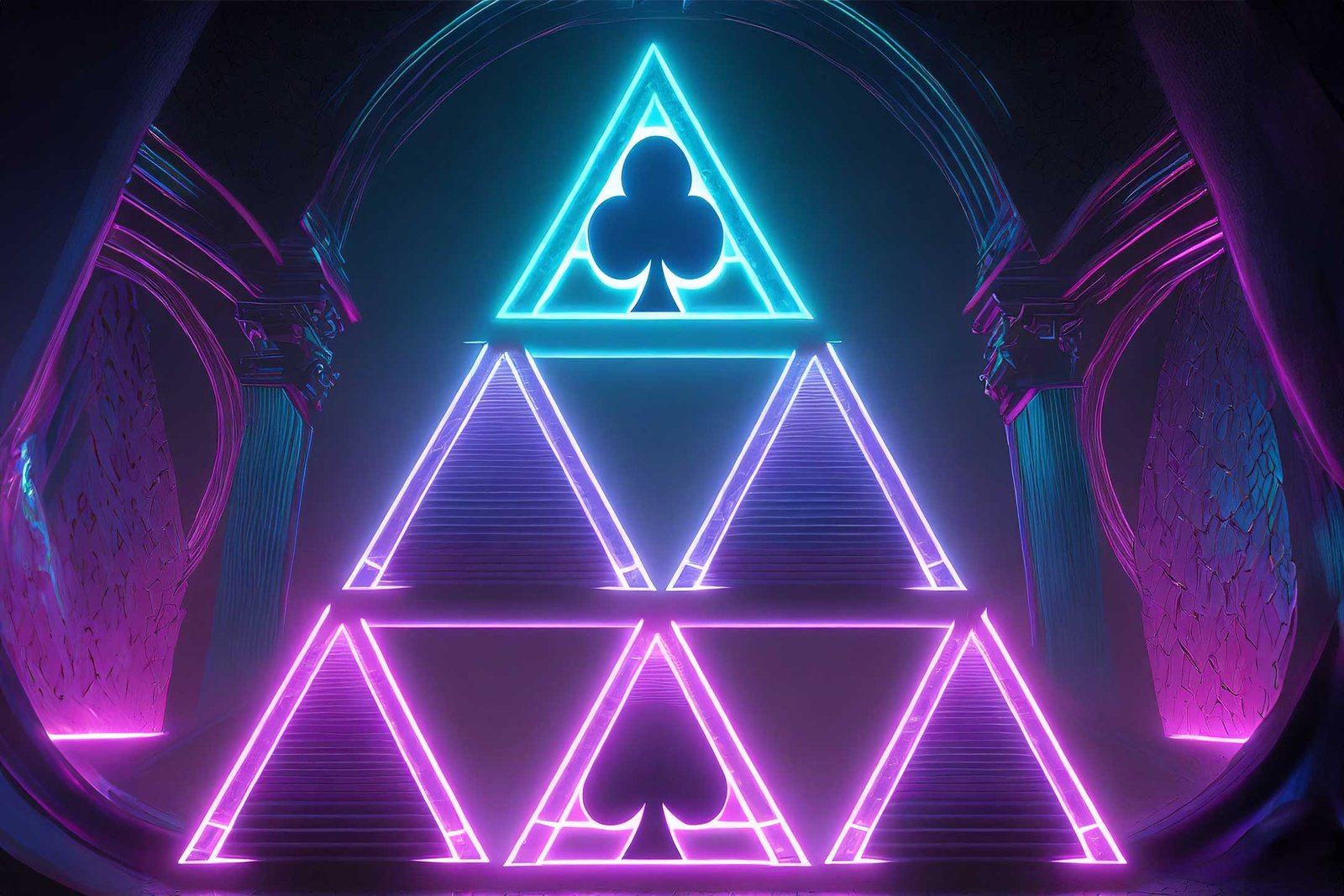 Pyramid with card symbols