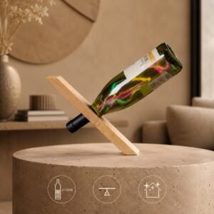 Bamboo wine bottle holder, floating creative bottle holder with magic illusion, decorative presentation wine bottle