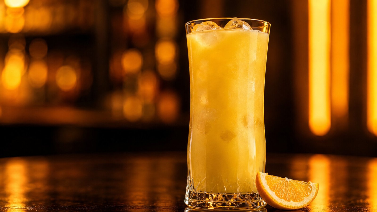 Solero Cocktail im Glas vor farbigem Neonlicht